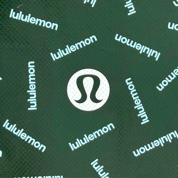 LULULEMON ATHLETICA Reusable Shopping Tote bag Dark Green White Logo Like new - Picture 4 of 6